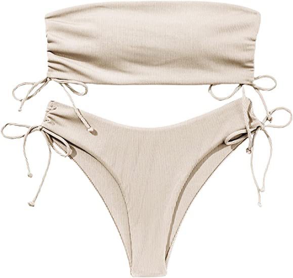 Women’s Summer Tube Bikini with Drawstring Design Bikini Set