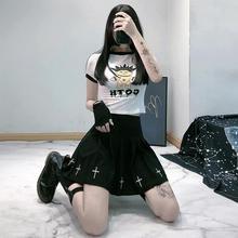 Pleated Embroidered Skirt – High-Waist Gothic Retro Mini