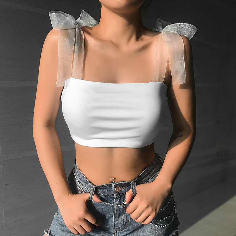 Women’s Transparent Ribbon Strap Tank Top