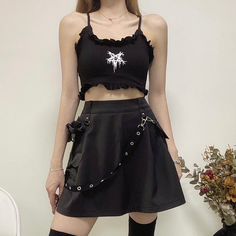 Women’s InstaHot Black High Waist Cargo Skirt