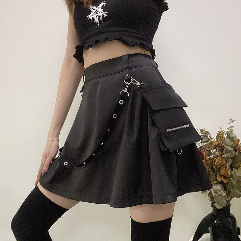 Women’s InstaHot Black High Waist Cargo Skirt