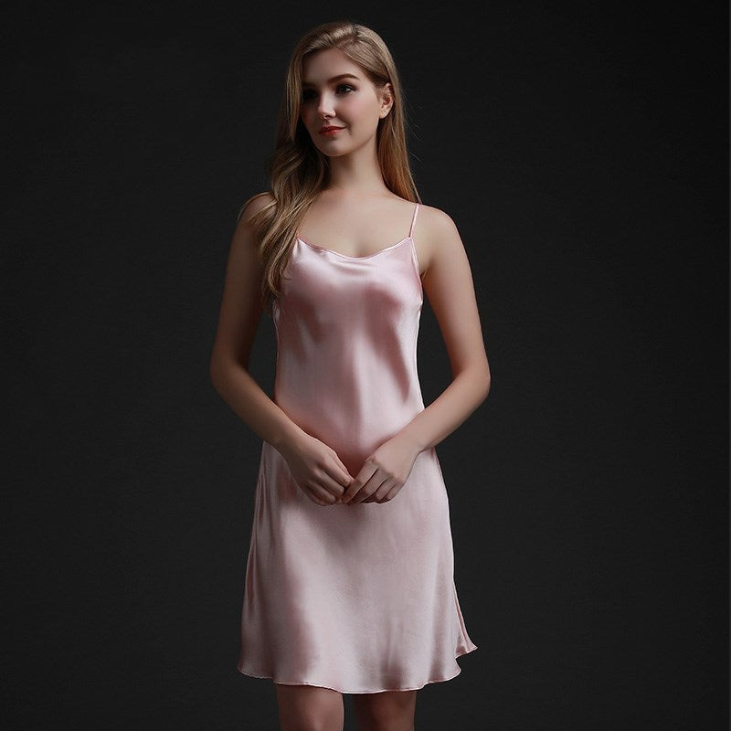 Chic Silky Suspender Nightdress – Elegant Satin Sleepwear
