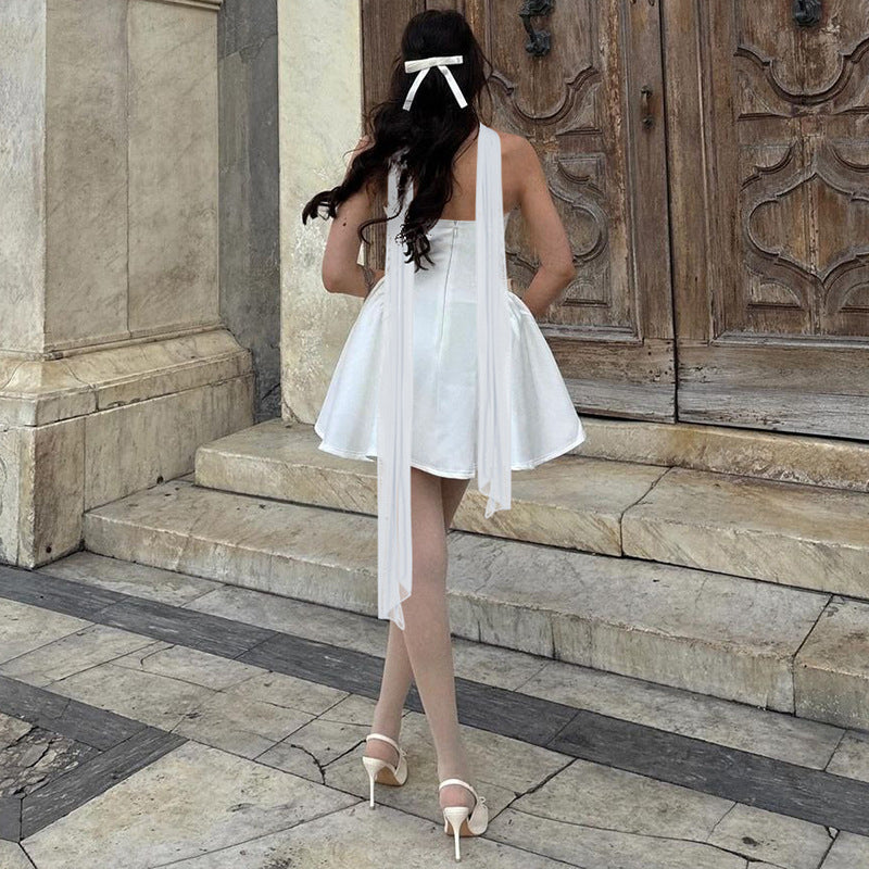 Women’s Sexy Tube Top Dress With Back Zipper Skirt