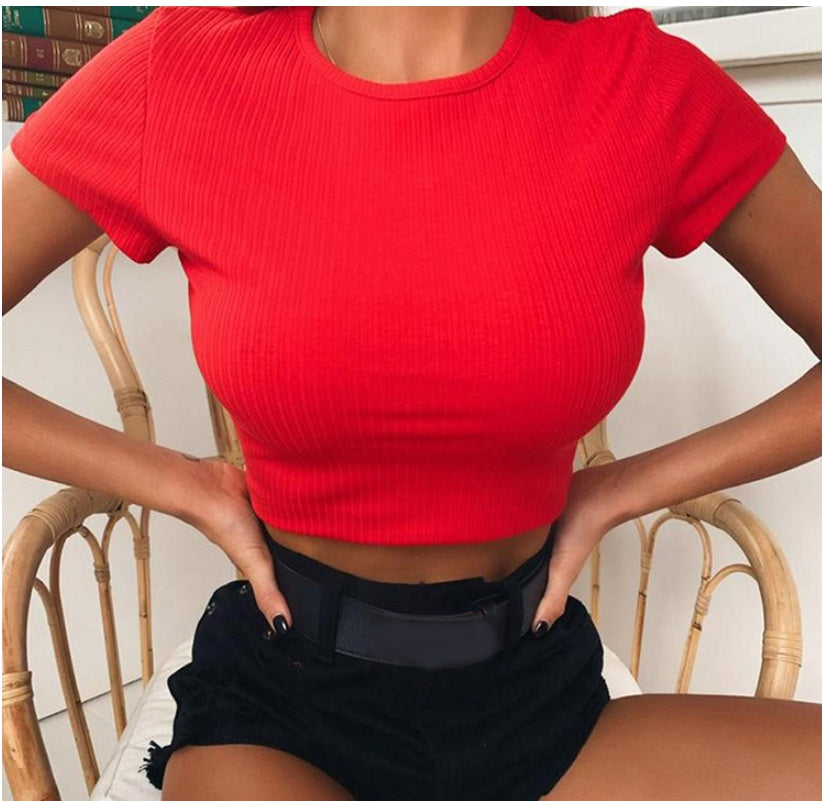Neon Knitted Crop Tee