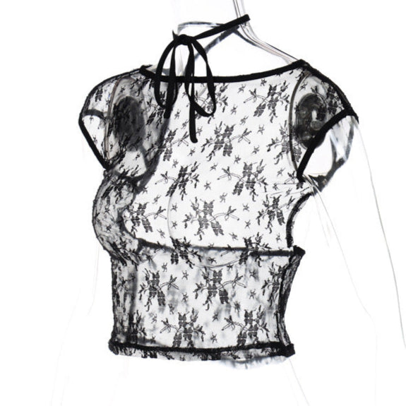 Women’s Lace Backless Halter Top