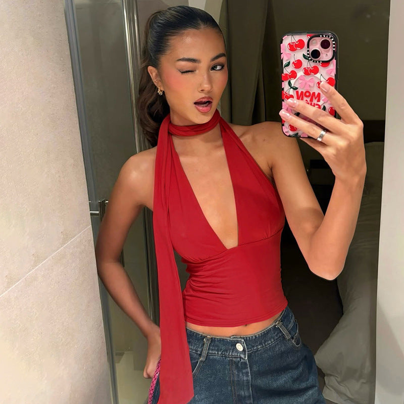 Women’s Deep V-neck Halter Top