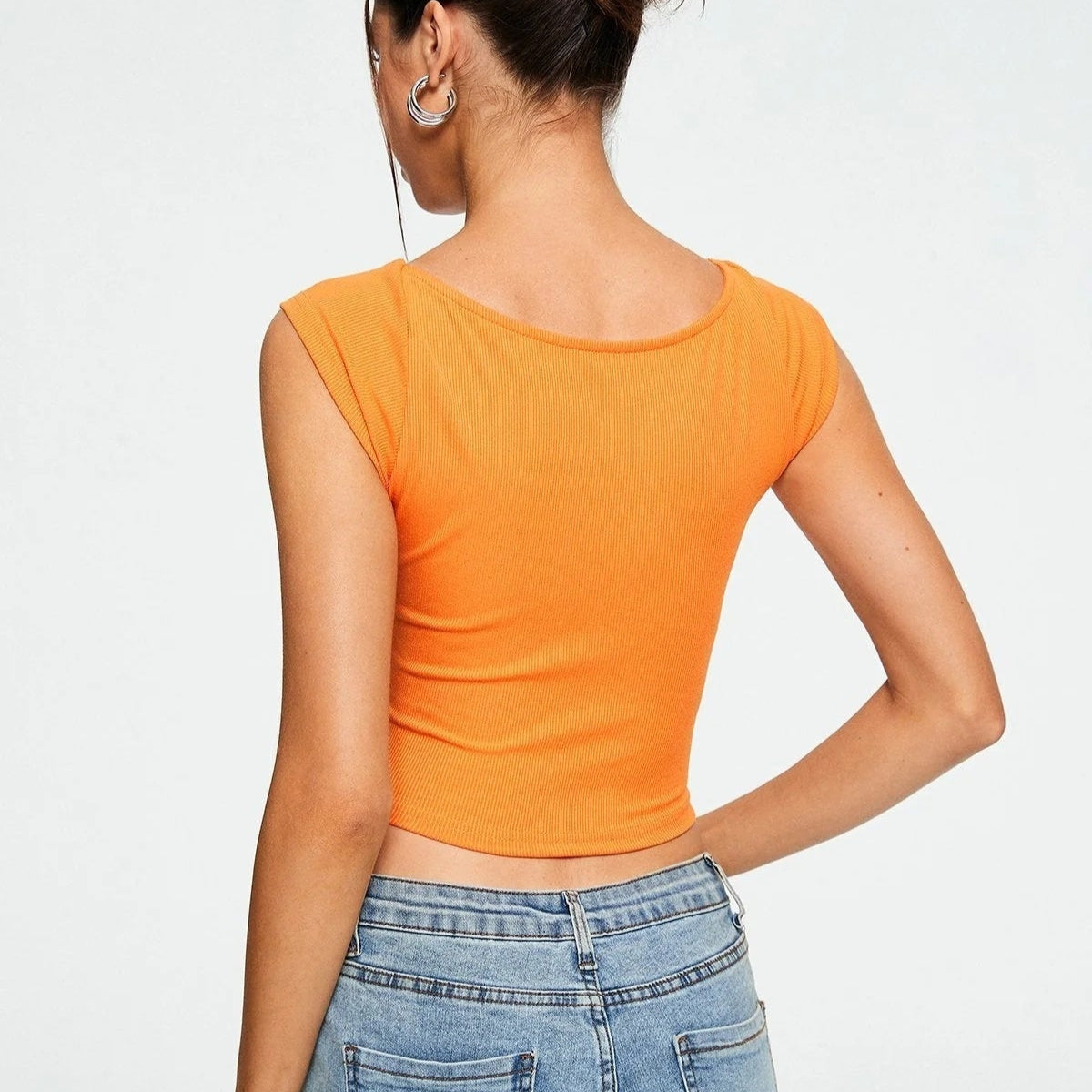 Sleeveless Eyelet Ruffle Strap Blouse – Square Neck Summer Top