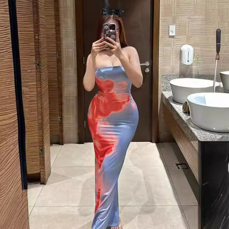 Women’s Slim Slit Tube Long Dress Skirt