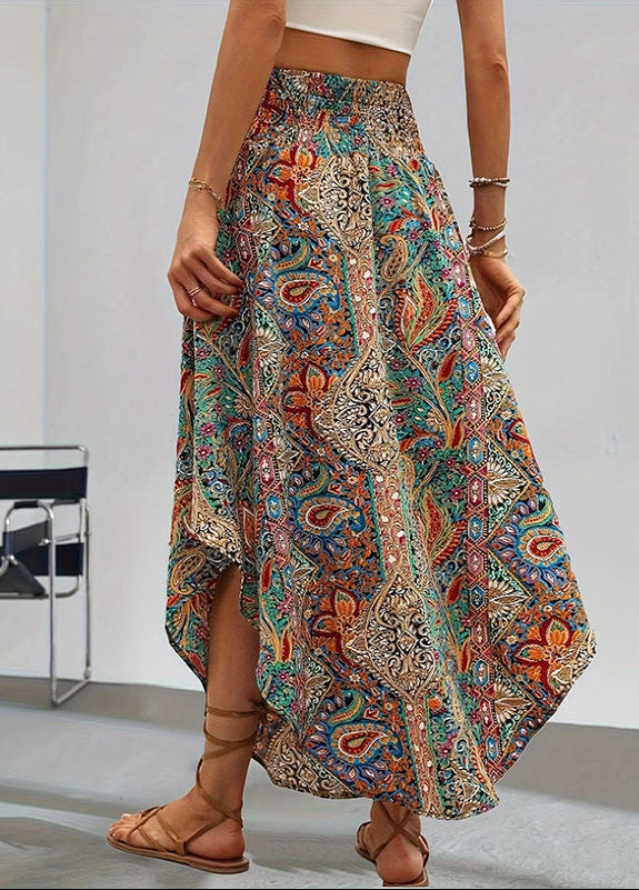 Women’s High Elastic Waist Midi Skirt