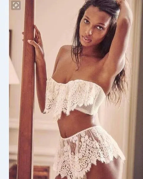 Lingerie Women Babydoll Sleepwear Lace Bra Dress & G-string