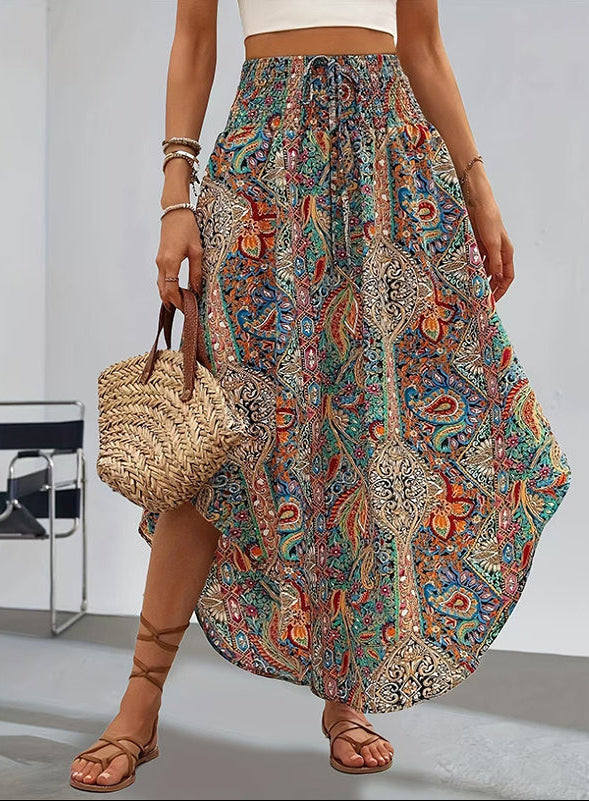 Women’s High Elastic Waist Midi Skirt