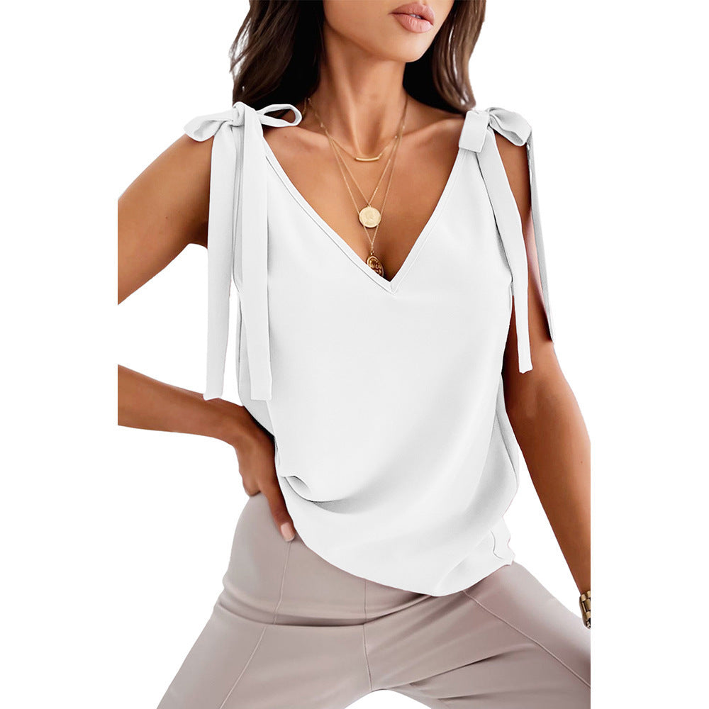 Women’s Bowknot Tie-Up Satin Camisole