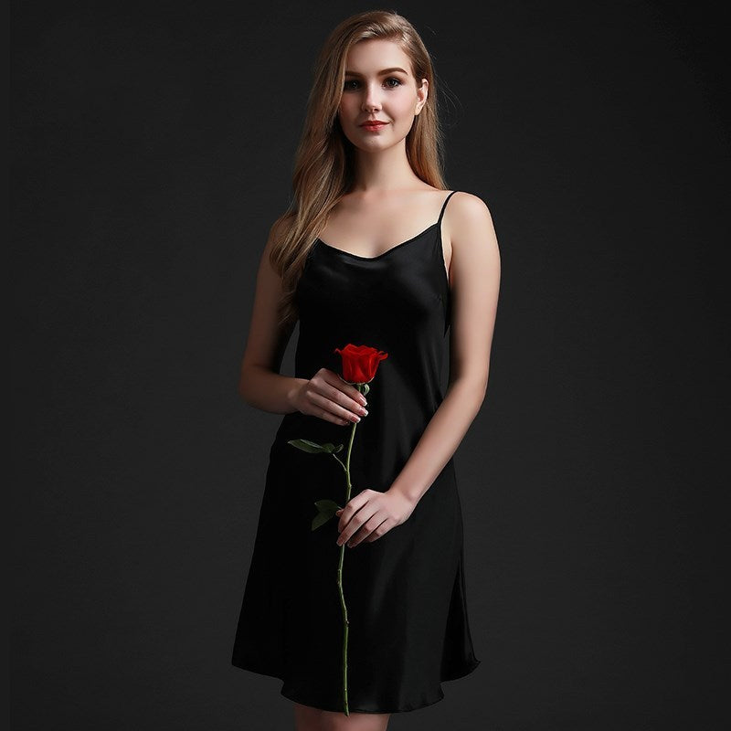 Chic Silky Suspender Nightdress – Elegant Satin Sleepwear