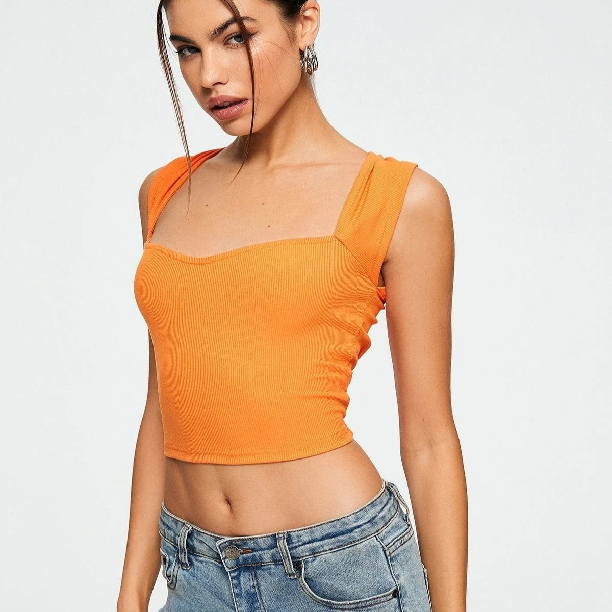 Sleeveless Eyelet Ruffle Strap Blouse – Square Neck Summer Top