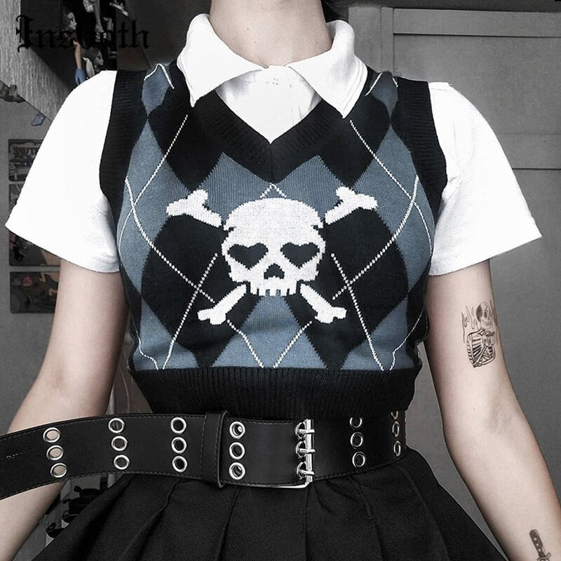 Printed Women's Wool Vest Fashion Punk