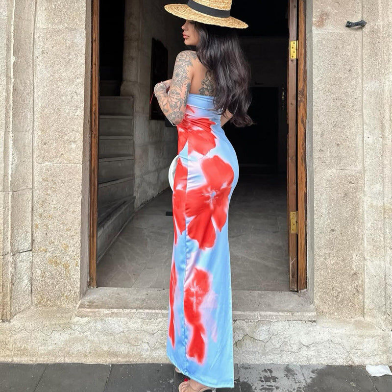 Women’s Slim Slit Tube Long Dress Skirt