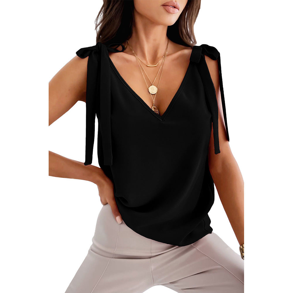 Women’s Bowknot Tie-Up Satin Camisole