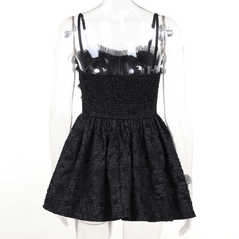 Women’s Dark Goth Rose Lace Sling Dress