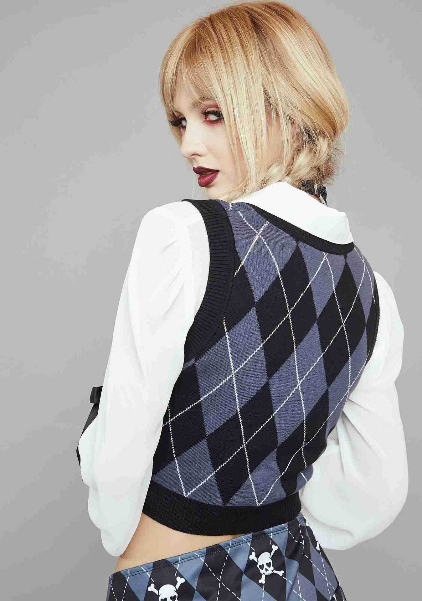 Printed Women's Wool Vest Fashion Punk