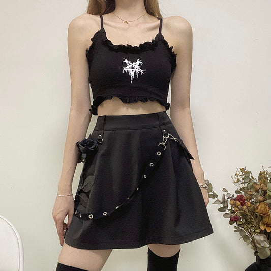 Women’s InstaHot Black High Waist Cargo Skirt