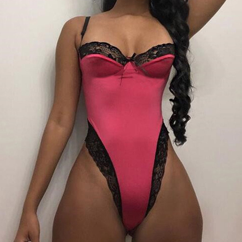 Linglace Patchwork Lace Bodysuit – Sexy One-Piece Lingerie
