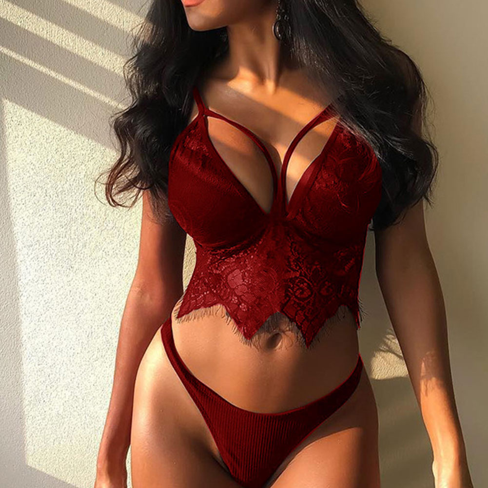 Lace Sexy Lingerie Set – Elegant Sheer Bra & Panty