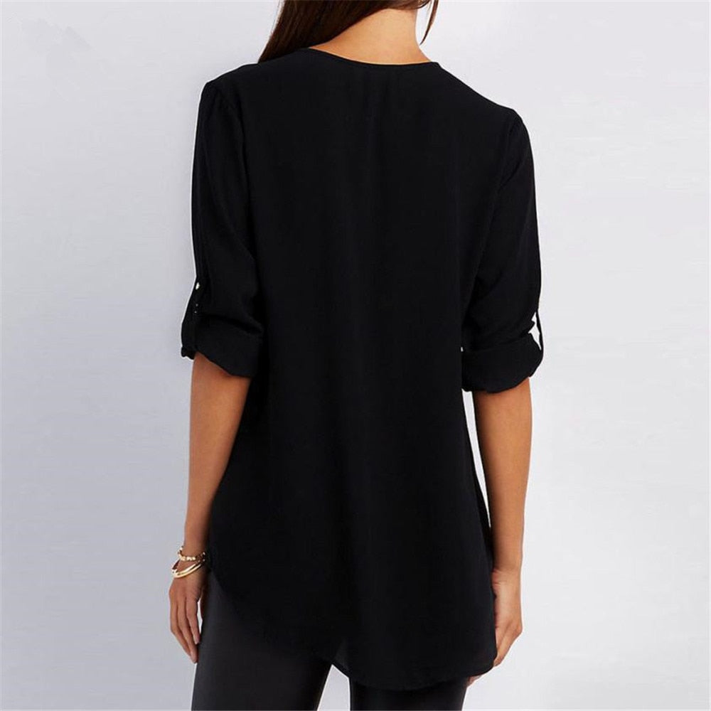 Women’s Zip V-neck Short Sleeve Top