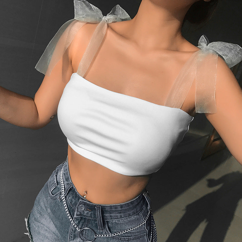 Women’s Transparent Ribbon Strap Tank Top
