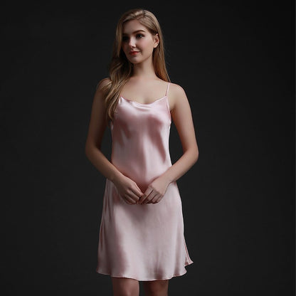Chic Silky Suspender Nightdress – Elegant Satin Sleepwear