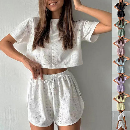 Women’s Hollow-Out Crop Top and Shorts