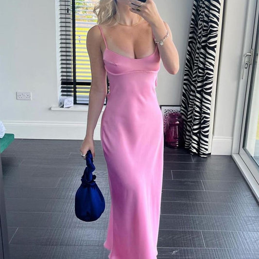 Women’s Elegant Satin Camis Slip Dress Skirt