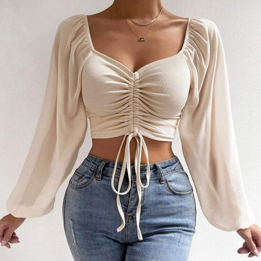Women’s V-Neck Mesh Sexy Top