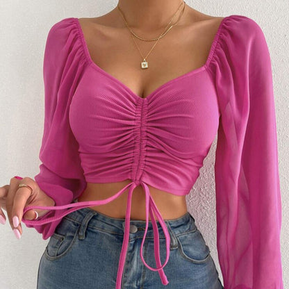 Women’s V-Neck Mesh Sexy Top