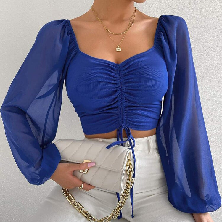 Women’s V-Neck Mesh Sexy Top