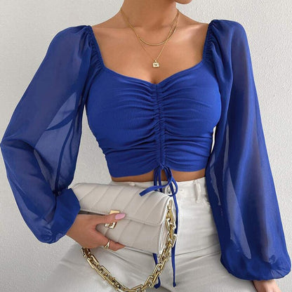 Women’s V-Neck Mesh Sexy Top