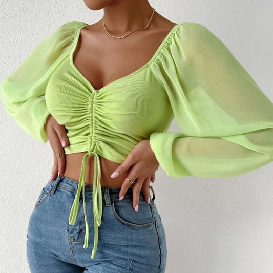 Women’s V-Neck Mesh Sexy Top