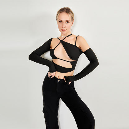 Women’s Asymmetrical Cut-Out Long Sleeve Top