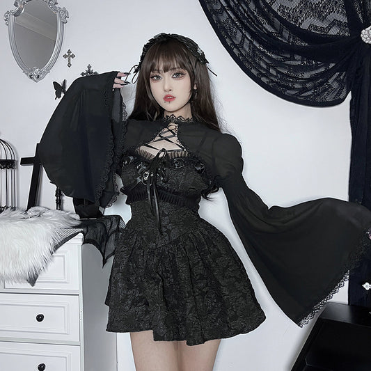 Women’s Dark Goth Bow Lace Blouse