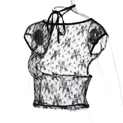 Women’s Lace Backless Halter Top
