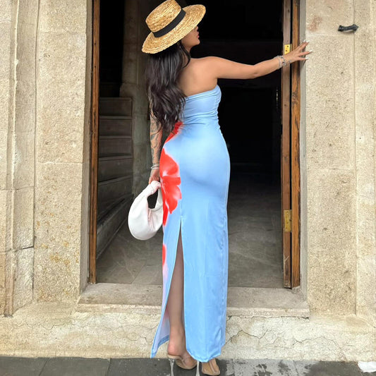 Women’s Slim Slit Tube Long Dress Skirt