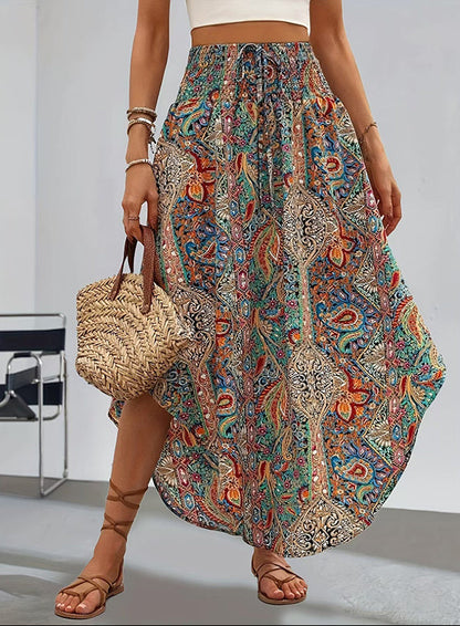 Women’s High Elastic Waist Midi Skirt