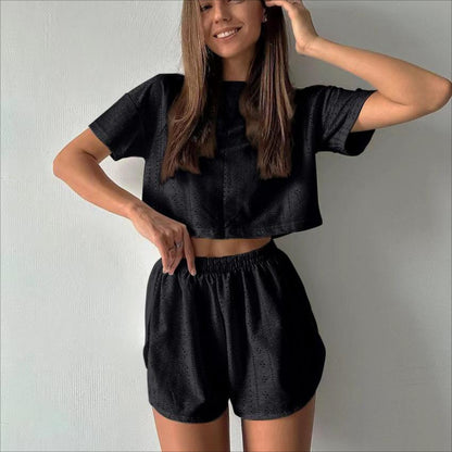 Women’s Hollow-Out Crop Top and Shorts