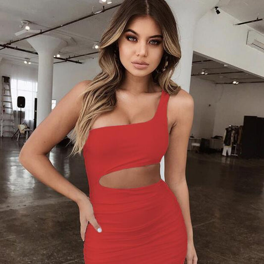 Women’s One-Shoulder Mini Dress Skirt
