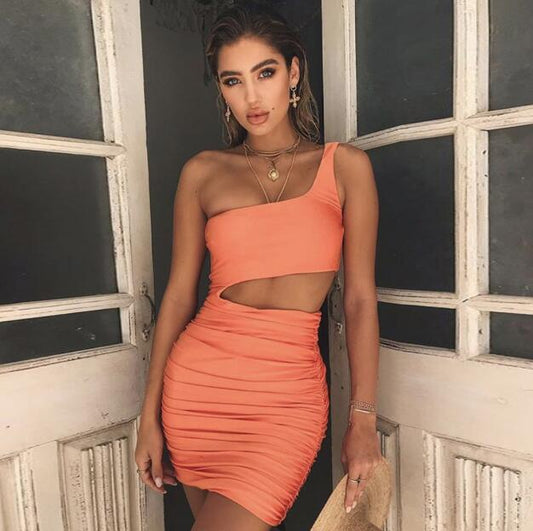 Women’s One-Shoulder Mini Dress Skirt