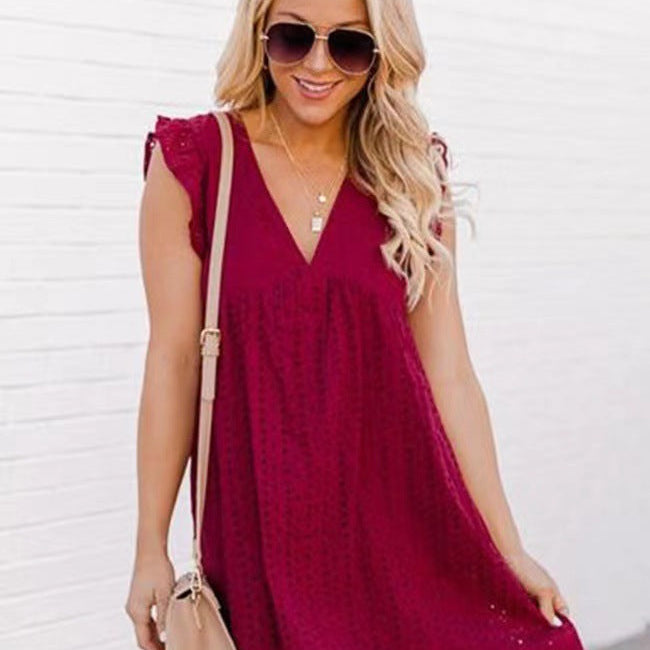 Women’s Lace Jacquard Cutout Beach Dress Skirt