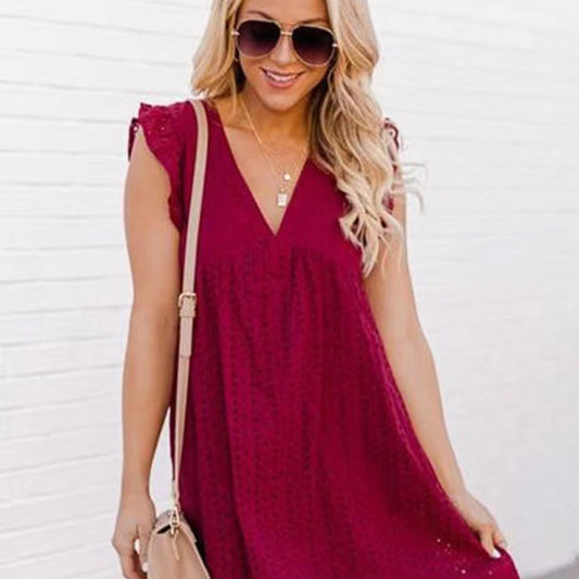Women’s Lace Jacquard Cutout Beach Dress Skirt