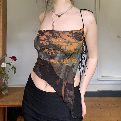 Women’s Asymmetric Backless Lace-up Top