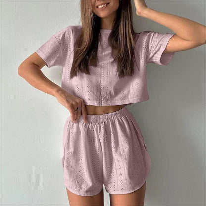 Women’s Hollow-Out Crop Top and Shorts