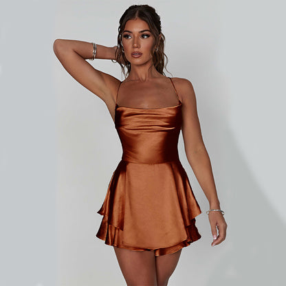 Women’s Satin Lace Up Dress Skirt