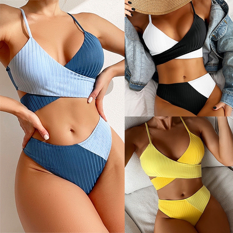 Women’s Women’s Ribbed Patchwork Bikini Bikini Set
